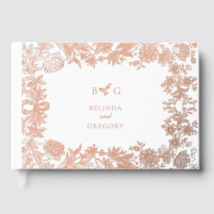 Real Rose Gold Foil Floral Botanical Wedding Guest Book