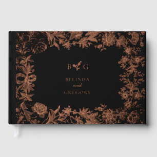 Real Rose Gold Foil Floral Botanical Wedding Guest Book
