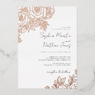 Real Rose Gold Foil Lush Rose Wedding