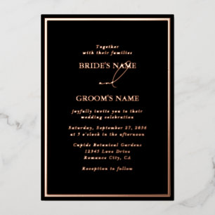Real Rose Gold Foil Modern Black Wedding