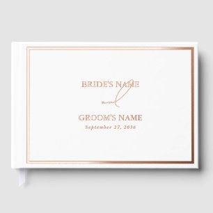 Real Rose Gold Foil Modern White Wedding Guest Book