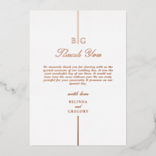 Real Rose Gold Foil Monogram Wedding Thank You