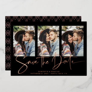 Real Rose Gold Handwritten Save the Date