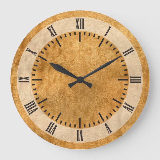 Real Scanned  Pommele Sapele Veneer Woodgrain Large Clock (Front)