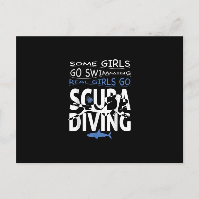Real Scuba Diving Girl Some Go Swimming Funny Gift Announcement Postcard (Front)
