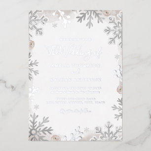 REAL SILVER FOIL Blush Snowflake Wedding 