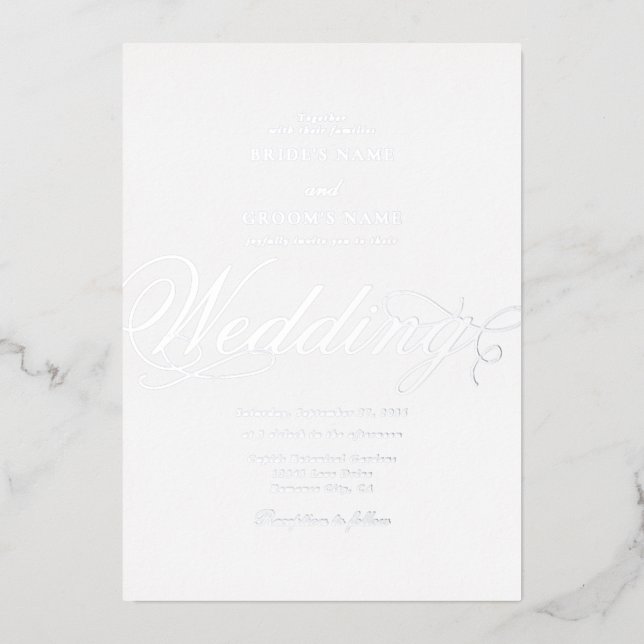 Real Silver Foil Classy Luxury White Wedding (Front)