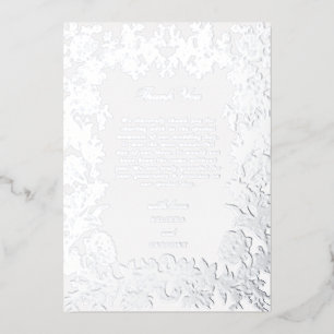 Real Silver Foil Elegant Floral Wedding Thank You
