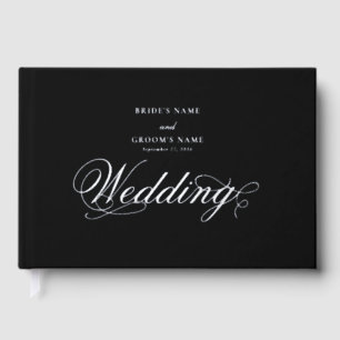 Real Silver Foil Elegant Luxury Black Wedding Guest Book