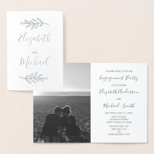 Real Silver Foil Engagement Party Invite Photo
