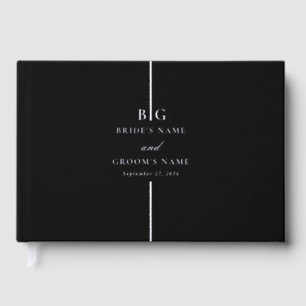 Real Silver Foil Minimal Elegant Monogram Wedding Guest Book