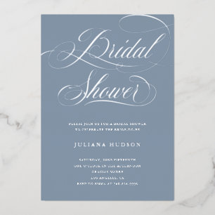 Real Silver Foil Script Bridal Shower Invite