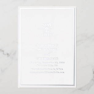 Real Silver Foil White Wedding Save the Date