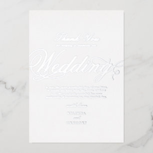 Real Silver Foil White Wedding Thank You
