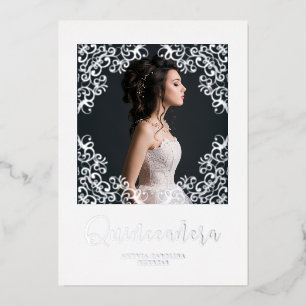 Real Silver Metallic Effect Quinceañera Photo