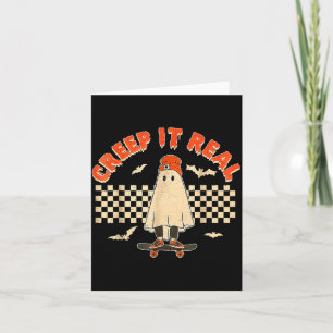 Real Skateboarding Ghost Retro Halloween Costume Card