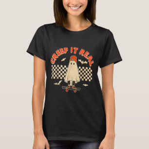 Real Skateboarding Ghost Retro Halloween Costume T-Shirt