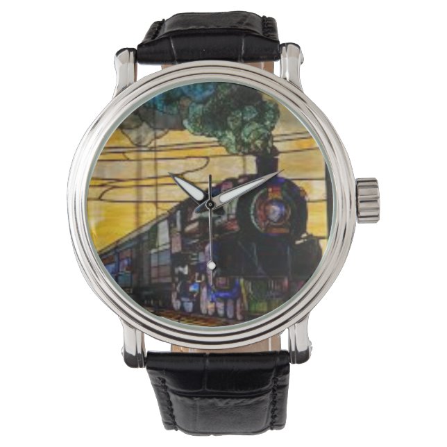 Real steam train engine on vitage watch (Front)