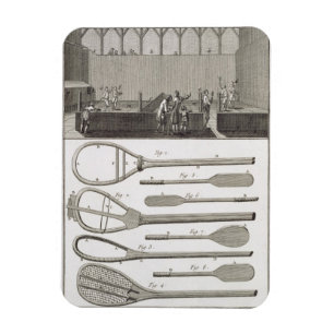 Real tennis and the construction of racquets, from magnet