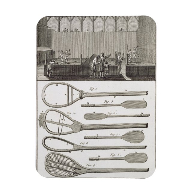 Real tennis and the construction of racquets, from magnet (Vertical)