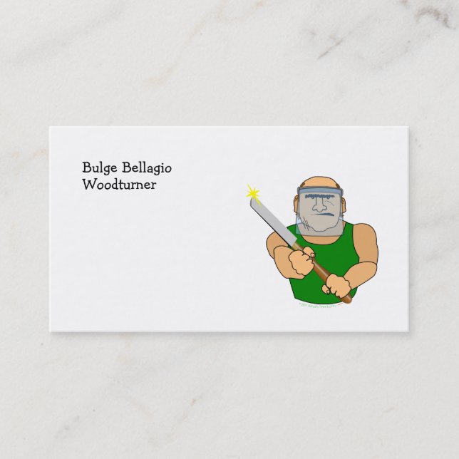 Real Turners UseScrapers Funny Woodturning Cartoon Business Card (Front)
