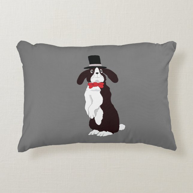 Real Tuxedo Bunny Accent Pillow (Front)