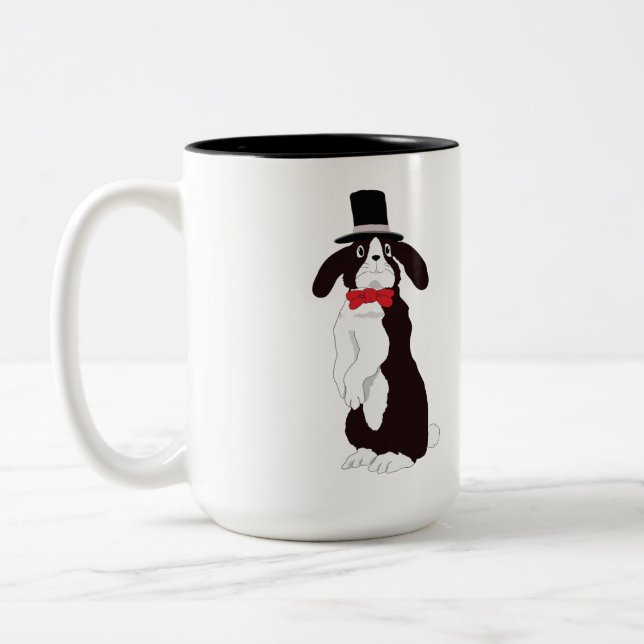 Real Tuxedo Bunny Two-Tone Coffee Mug (Left)