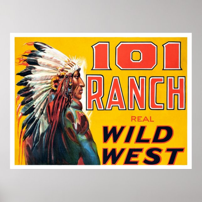 Real Wild West Show, 1910. Vintage Advertising Poster (Front)