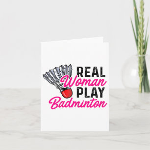 Real Woman Play Badminton Badminton Player Shuttle Card