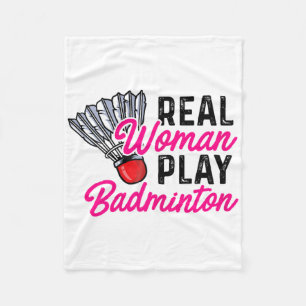 Real Woman Play Badminton Badminton Player Shuttle Fleece Blanket