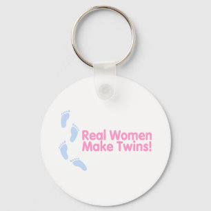 Real Women Make Twin (Pink Blue Footprints) Keychain