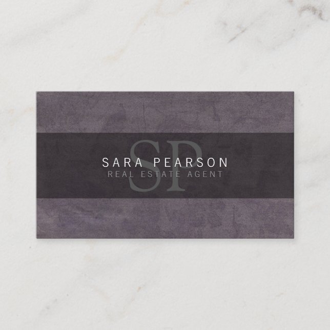 RealEstate Agent PropertyInvestment MonogramGrunge Business Card (Front)