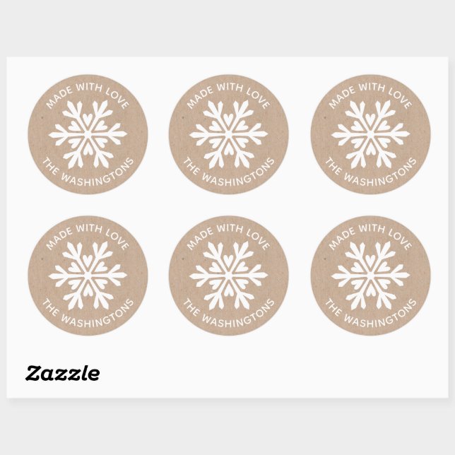 Réalisé avec l'amour Kraft Snowflake Sticker de No (Feuille)