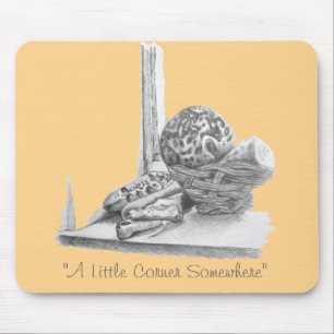 realist still life art picture of seashells mouse pad