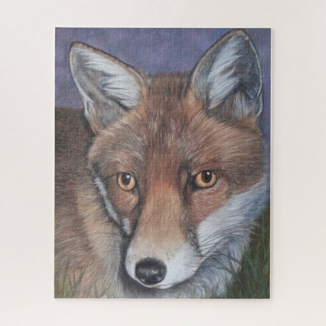 realist wildlife painting of red fox jigsaw puzzle (Vertical)