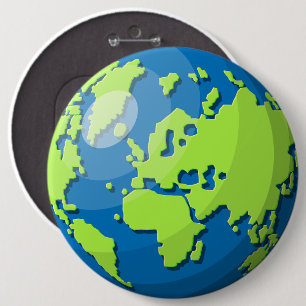 Realistic 3D Globe Design Earth Planet Art 6 Inch Round Button