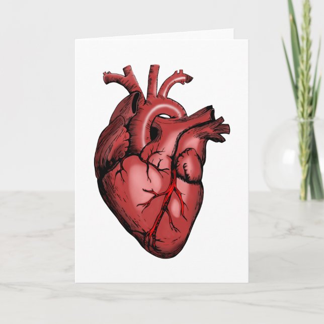 Realistic Anatomical Heart Image Card (Front)