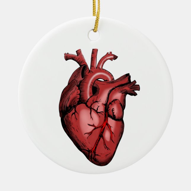 Realistic Anatomical Heart Image Ceramic Ornament (Front)