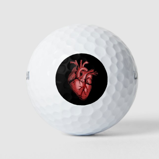 Realistic Anatomical Heart Image Golf Balls (Front)