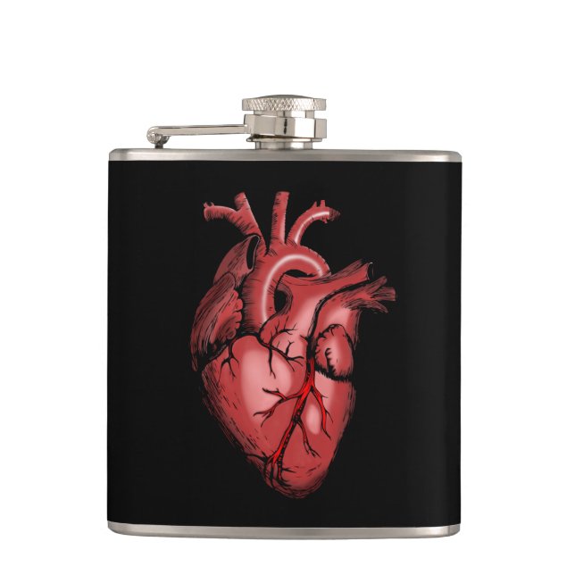 Realistic Anatomical Heart Image Hip Flask (Front)