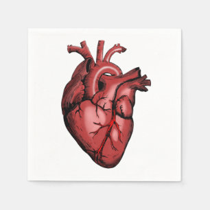 Realistic Anatomical Heart Image Napkin