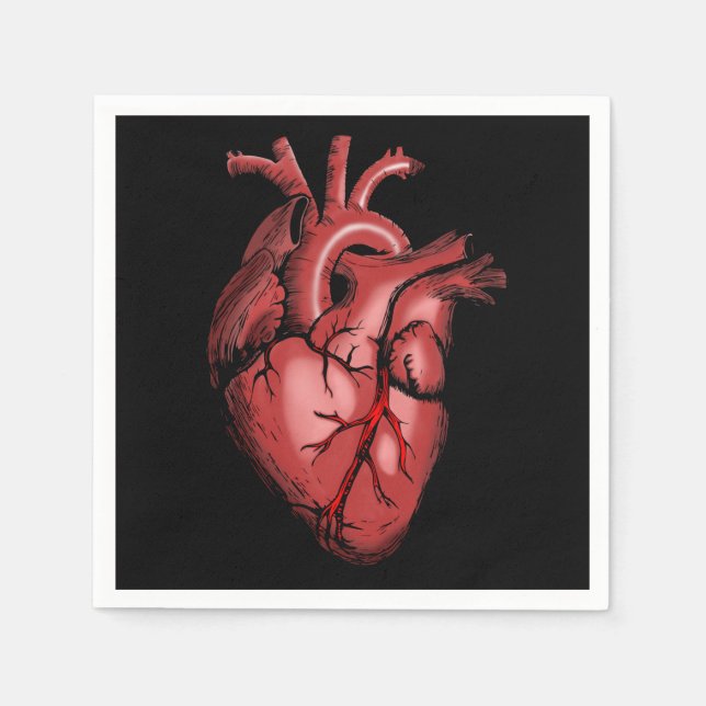 Realistic Anatomical Heart Image Napkins (Front)