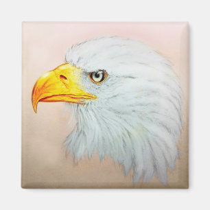 Realistic animal art, Square Magnet - Eagle