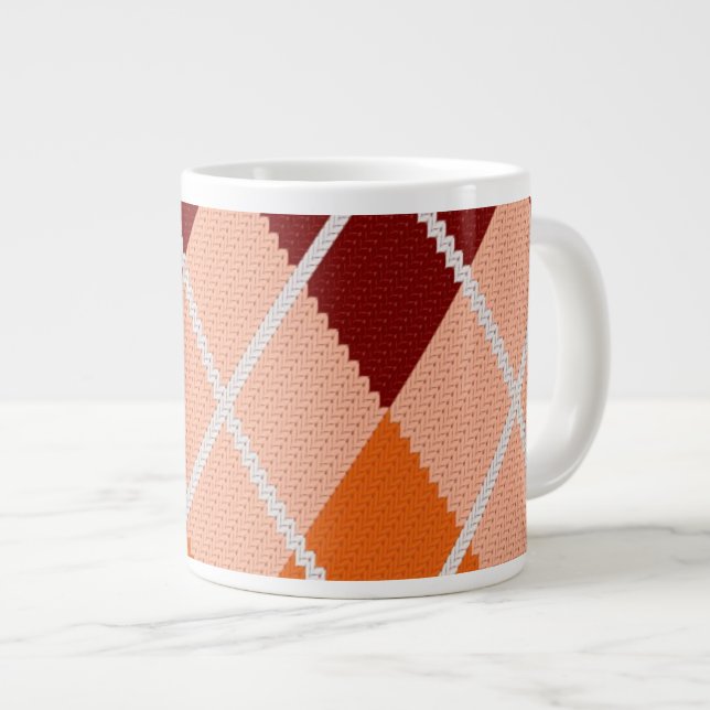 Realistic Argyle Cloth Large Coffee Mug (Front Right)