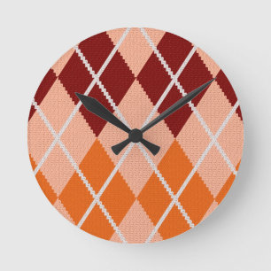 Realistic Argyle Cloth Round Clock