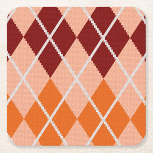 Realistic Argyle Cloth Square Paper Coaster