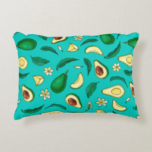 Realistic avocado. Seamless pattern. Summer exotic Accent Pillow