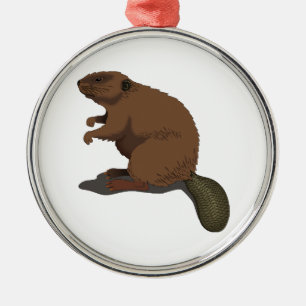 Realistic Beaver Metal Ornament