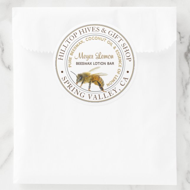 Realistic Bee Apiary Products Label (Bag)