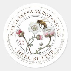 Realistic Bee Beeswax Product Label Heel Butter